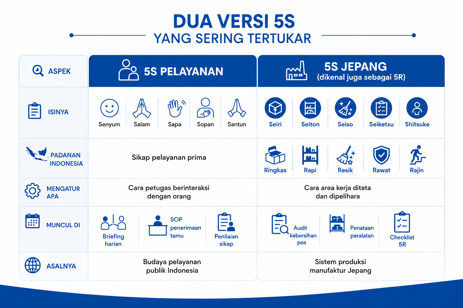 Difference between 5S of Service and 5S from Japan (5R)